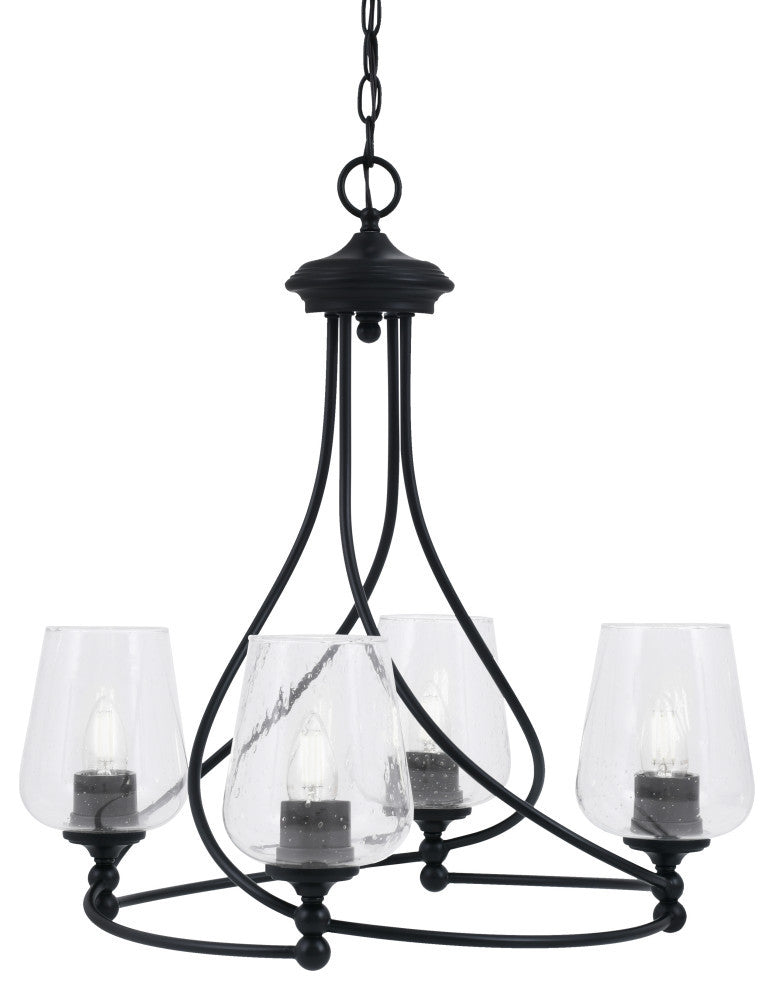 Capri 4-Light Chandelier, Matte Black/Clear Bubble