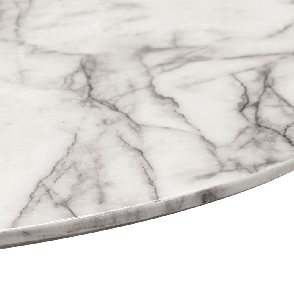 Stella 36" Round Dining Table With Metal Base, Silver