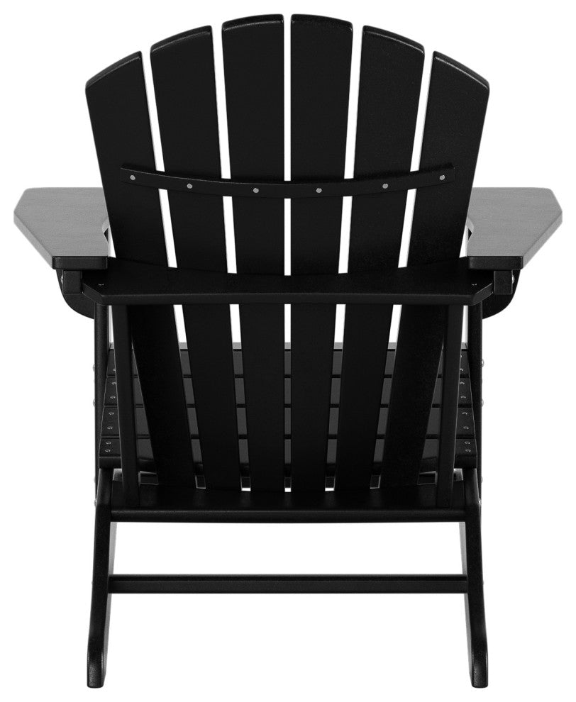 WestinTrends 3PC Outdoor Patio Poly Lumber Adirondack Chairs w/ Side Table Set, Black