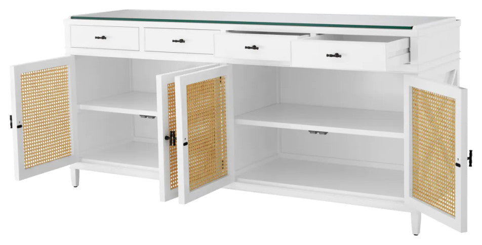 Natural Cane 4-Door Dresser, Eichholtz Bahamas