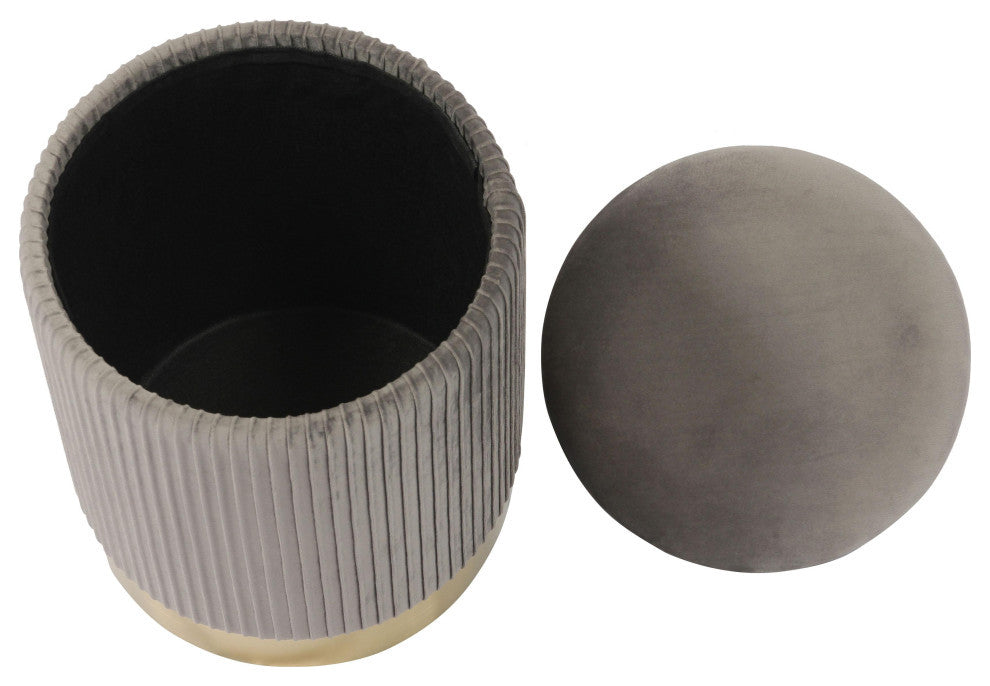 Zoe Grey Velvet Storage Ottoman - Grey