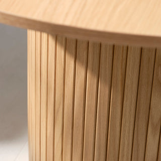 Mid-Century Modern Pedestal Dining Table, Natural Oak, Round