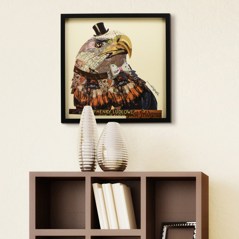 American Eagle Dimensional Handmade Collage Wall Art Framed Under Glass
