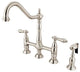Satin Nickel Heritage 8" Center Kitchen Faucet With Side Sprayer KS1278ALBS