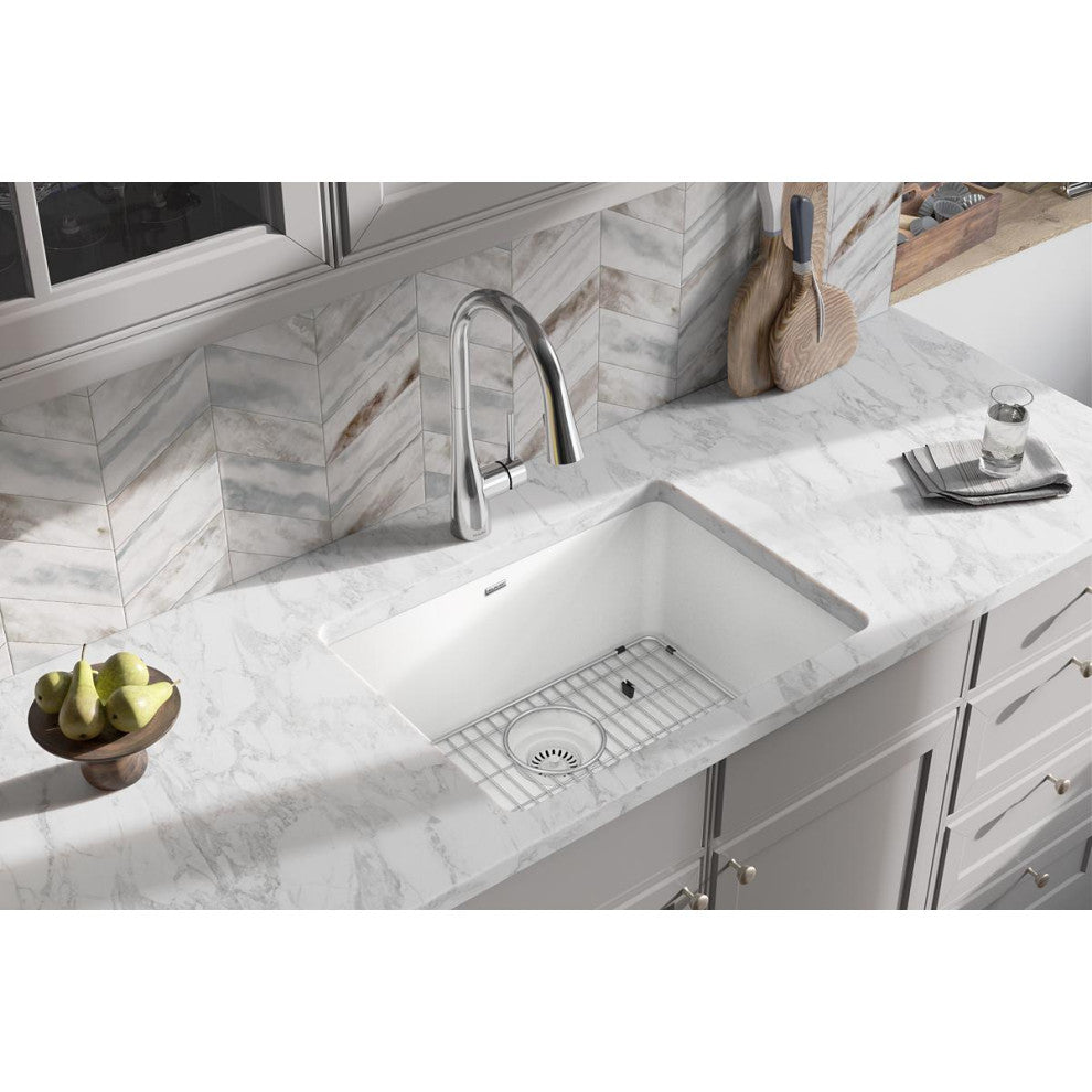 Elkay Quartz Classic Undermount Sink Kit, White
