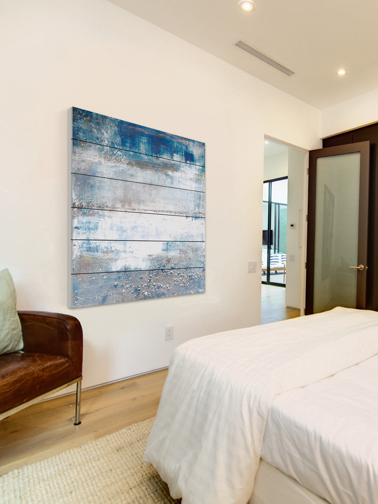 "White Splash" Painting Print on White Wood, 40"x40"