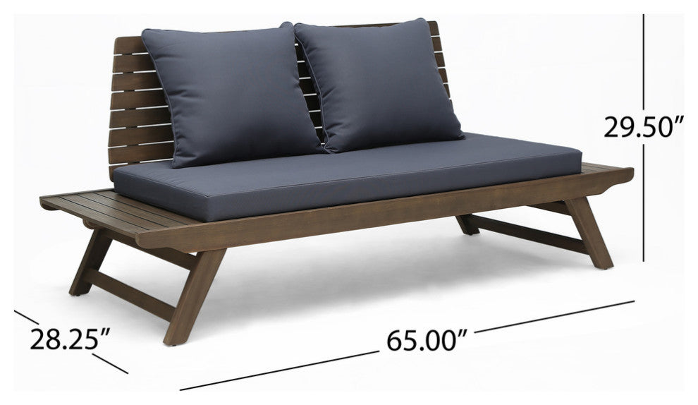 Lucy Outdoor Acacia Wood 4 Seater Chat Set, Gray, Dark Gray