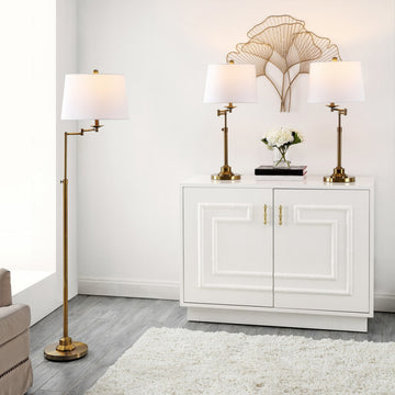 Safavieh Nadia Floor And Table Lamp Set of 3 Brass Gold