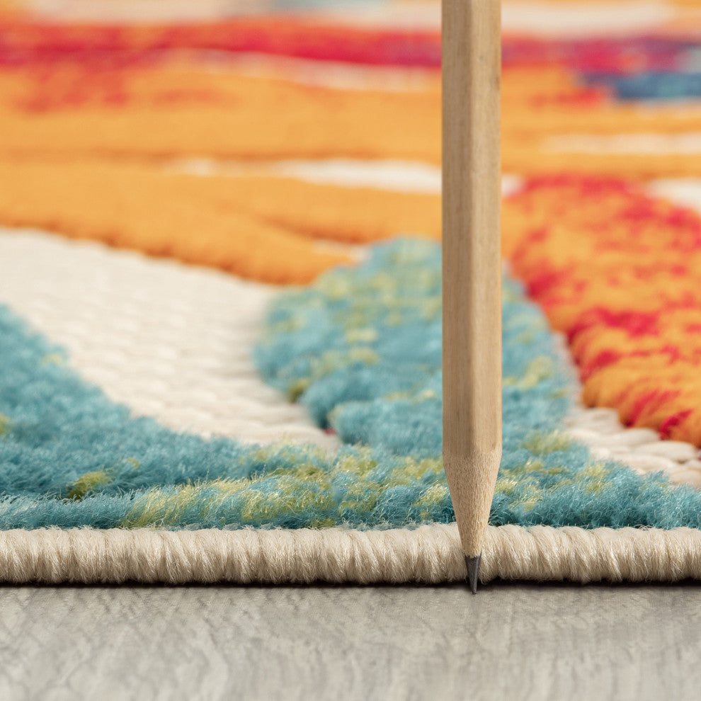 Oaks Modern Floral Area Rug, Multi-Color, 7'11" Round
