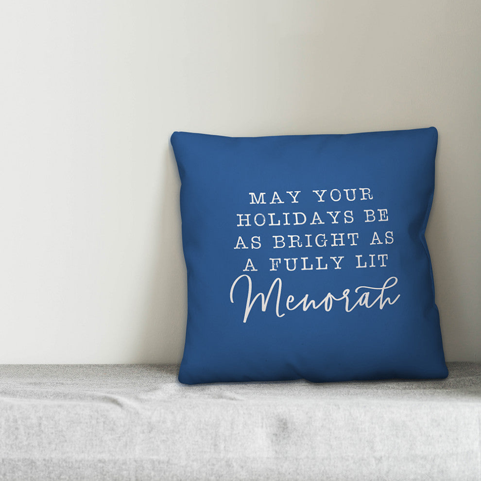 Fully Lit Menorah 20"x20" Throw Pillow Cover
