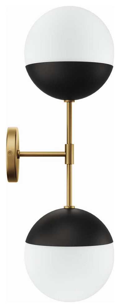 Stellar 2-Light Wall Sconce, Opal Satin Brass