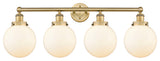 Large Beacon 4-Light 34" Vanity Light, Brushed Brass Finish, Matte White Shade