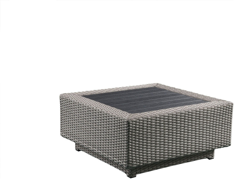 Benzara BM214890 7 Piece Patio Sectional Sofa Set With Plinth Base, Gray/Beige