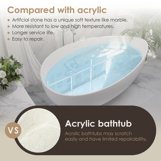 Vespa Flatbottom Freestanding Solid Surface Soaking Bathtub