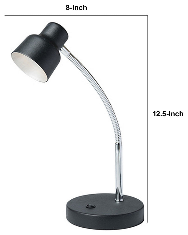 Benzara BM240379 Table Lamp With Adjustable Goose Neck and Shade, Black