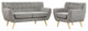 Modway Remark 2 Piece Living Room Set, Light Gray