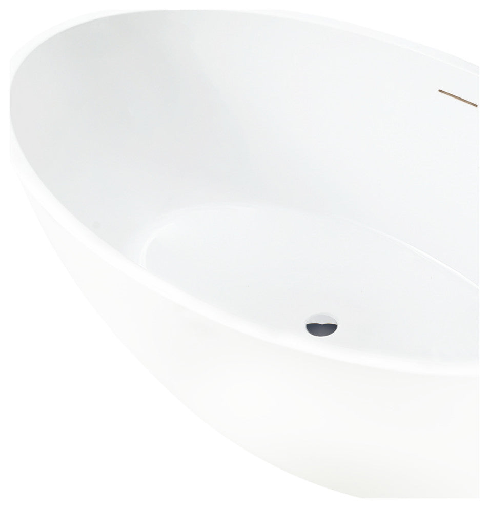 Vanity Art 55"x32" Acrylic Freestanding Soaking Bathtub, White/Integrated Overflow