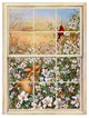 "Bunny And Berries Through The Window" by Sher Sester, Canvas Art, 19"x14"