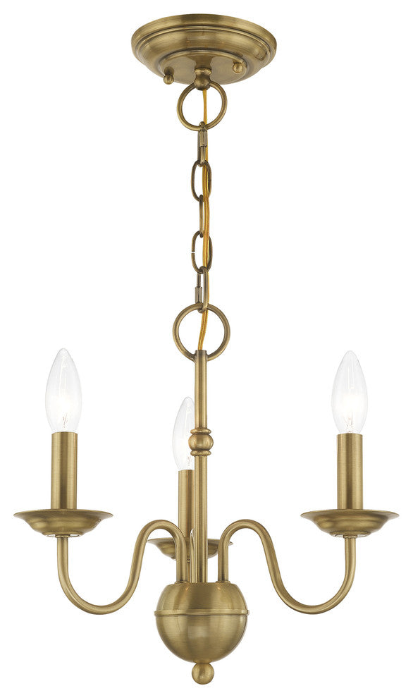 Traditional Mini Chandelier, Antique Brass