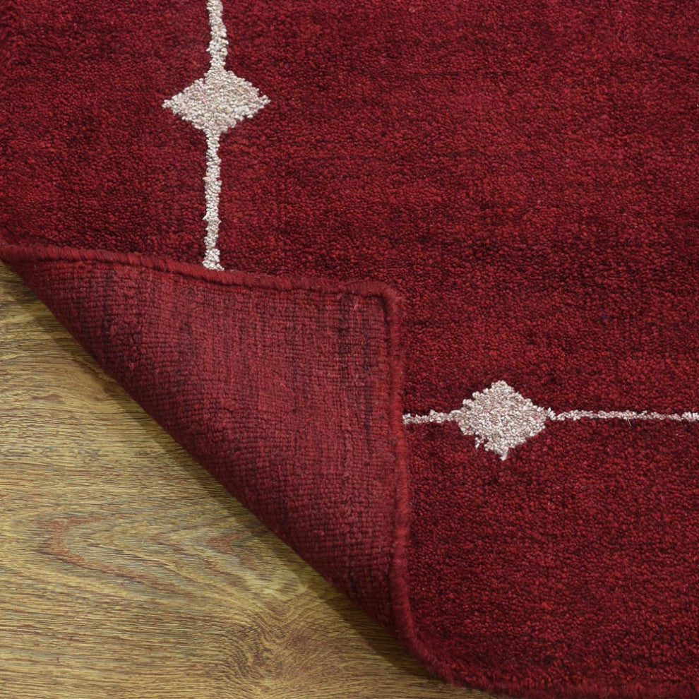 HAND KNOTTED LOOM SILK ECO-FRIENDLY AREA RUGS -5'x8',Rectangle,Red,Contemporary