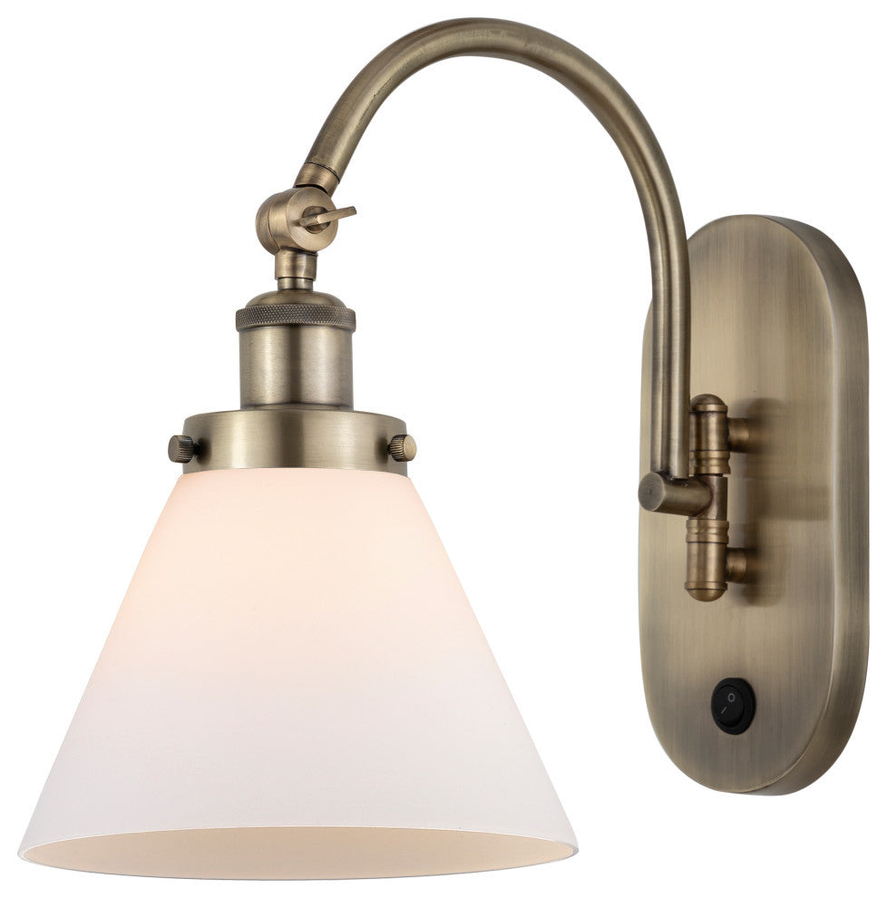 Cone Sconce, Antique Brass, Matte White, Matte White