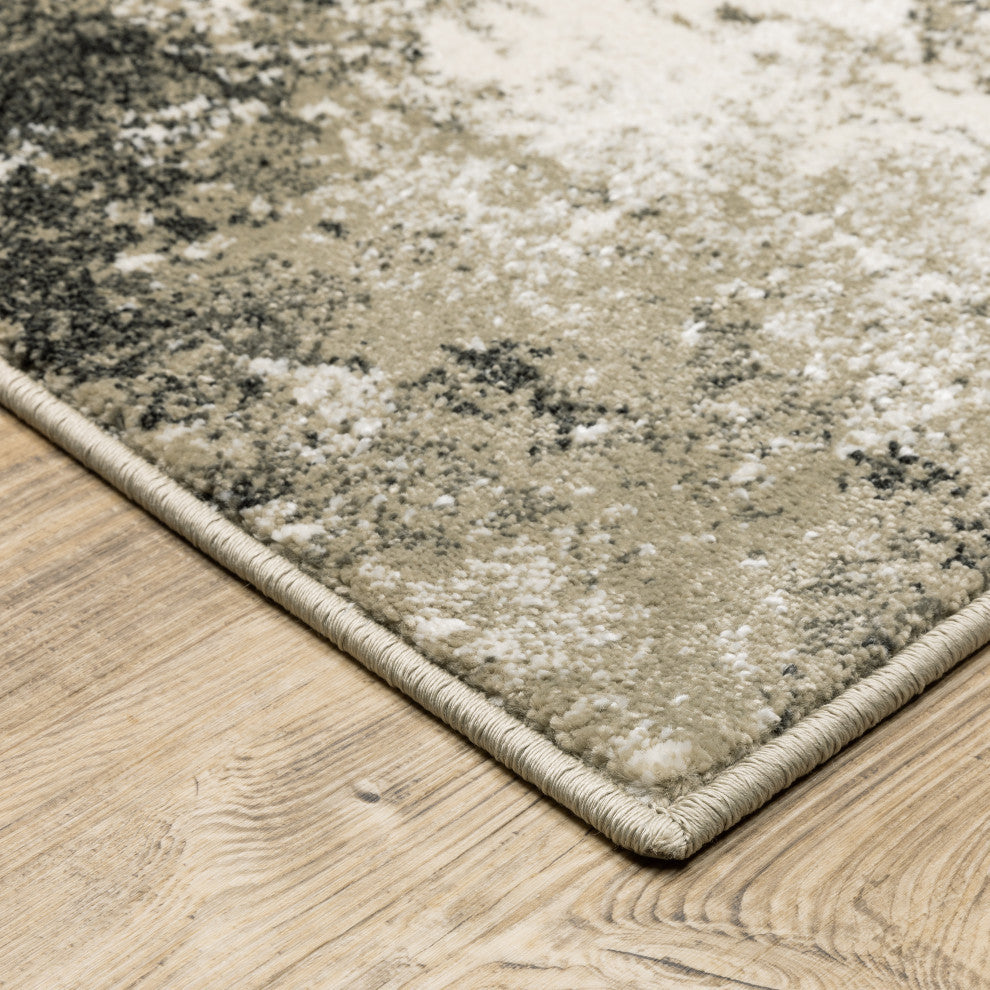 Vander Casual Abstract Power-Loomed Area Rug, Charcoal/Beige, 9'10"x12'10"