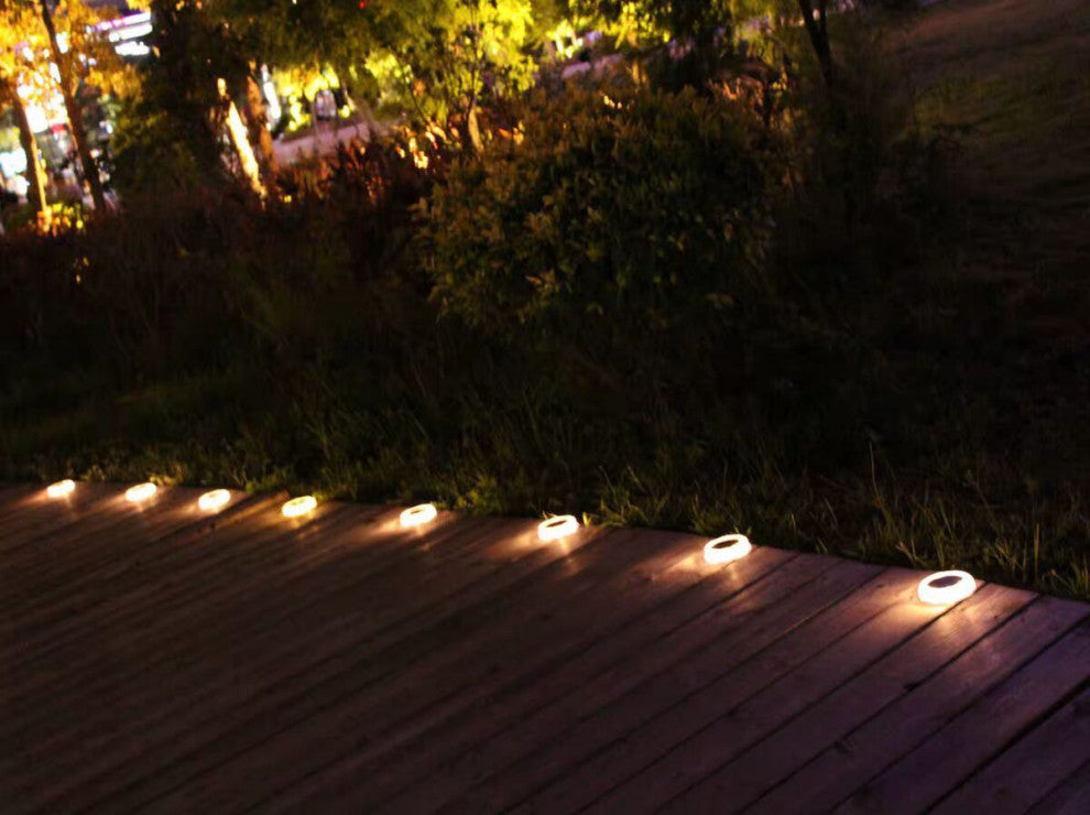 Solar Powered 4-Light Deco Clear LED In-Ground Light, Full Color