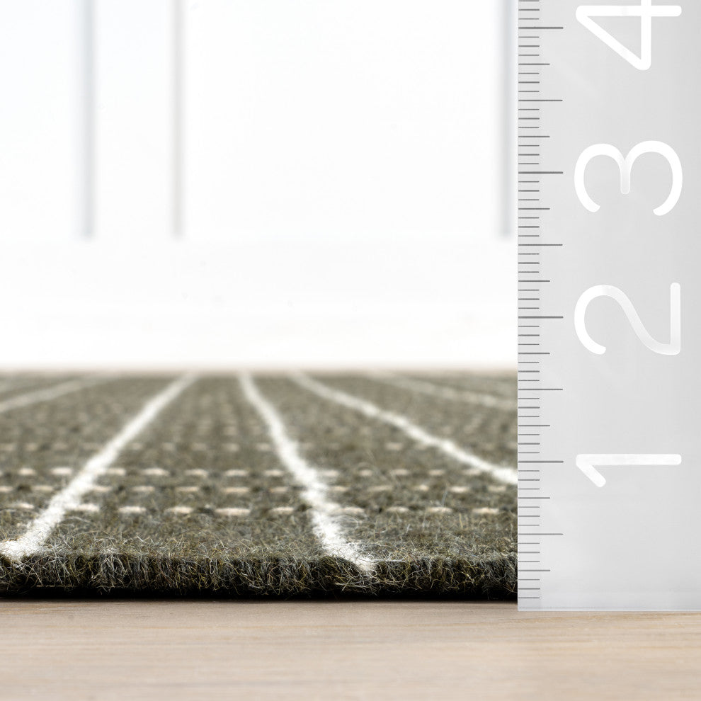 Charlie Plaid Wool Area Rug, Green 9'x12'