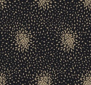 Black & Gold Petite Leaves Wallpaper