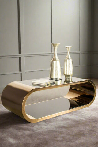 Pia Chrome Coffee Table, Rose Gold