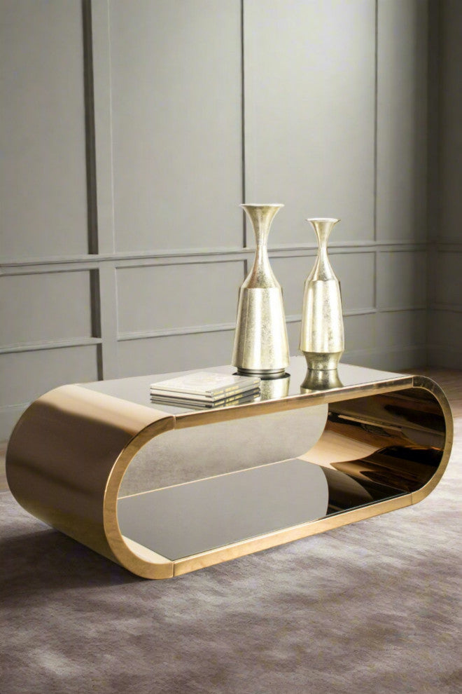 Pia Chrome Coffee Table, Rose Gold