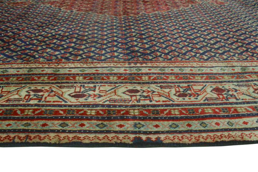 Fine Vintage Distressed Rachael Navy/Beige Rug, 7'2x10'0
