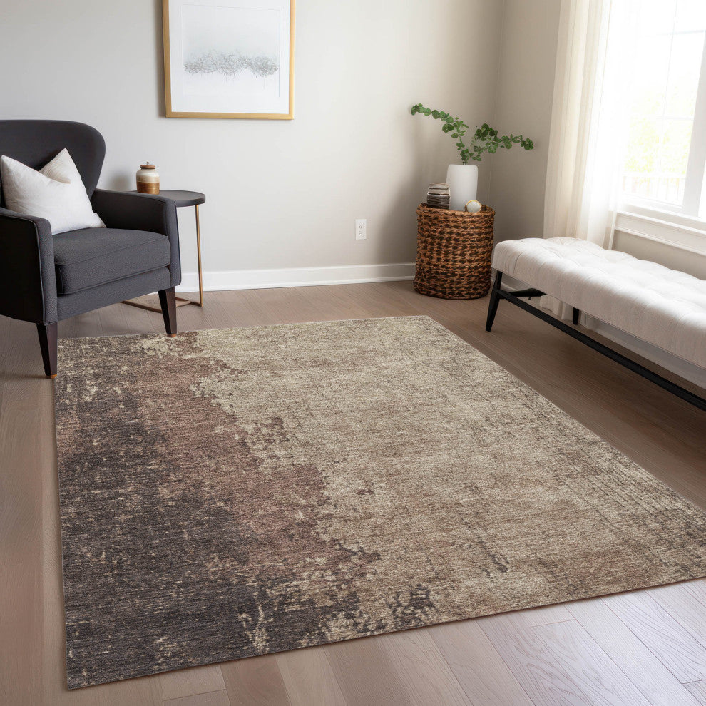 Machine Washable Indoor/Outdoor Chantille ACN1904 Chocolate 8' x 10' Rug