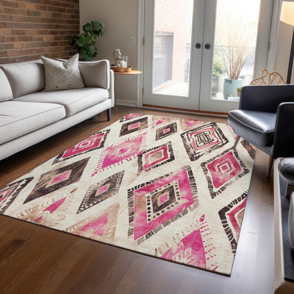 Machine Washable Indoor/Outdoor Chantille ACN1861 Linen 5' x 7'6" Rug