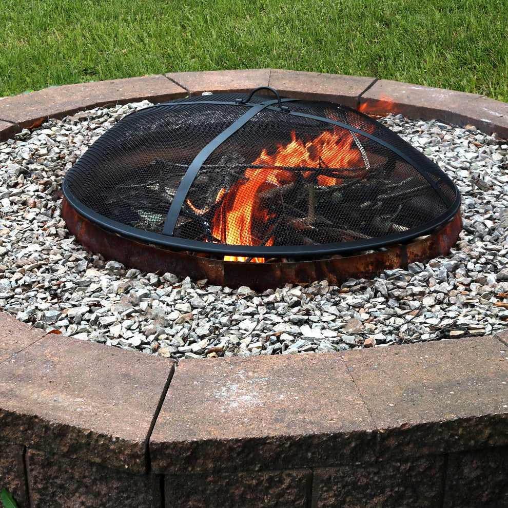 Sunnydaze 22" Diameter Outdoor Round Heavy-Duty Steel Fire Pit Spark Screen