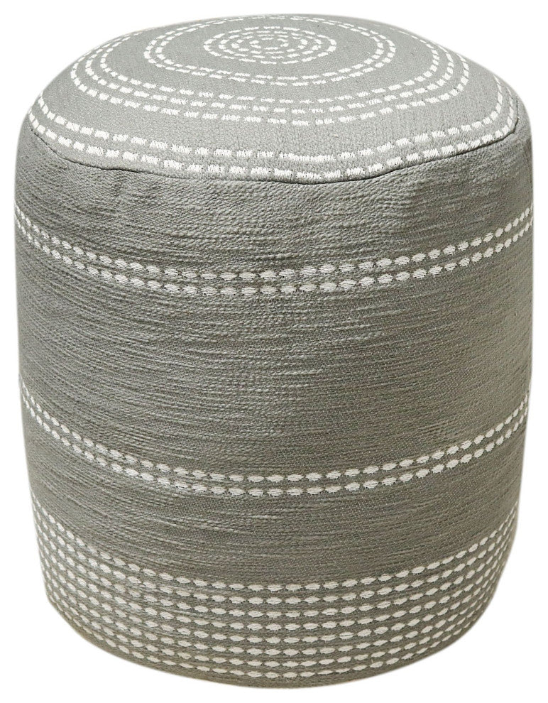 Ivory Machine Woven Cutler Pouf, 18" Cube