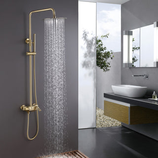 Wall Mounted Rain Shower System with Hand Shower-Includes Rough-in Valve, Brushe