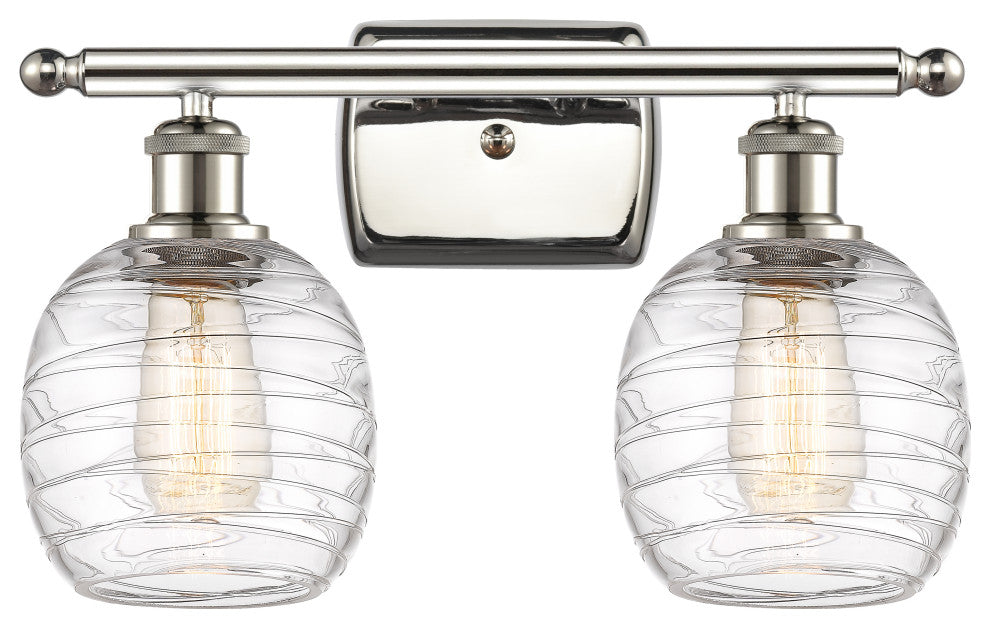Innovations 516-2W-PN-G1013 2-Light Bath Vanity Light, Polished Nickel
