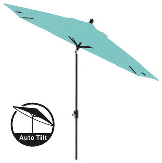 10'x6.5' Rectangular Auto Tilt Market Umbrella, Grey Frame, Sunbrella, Aruba