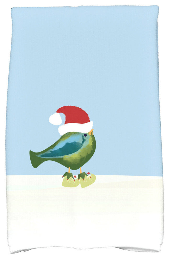 Merry Christmas Bird Holiday Animal Print Kitchen Towel, Green
