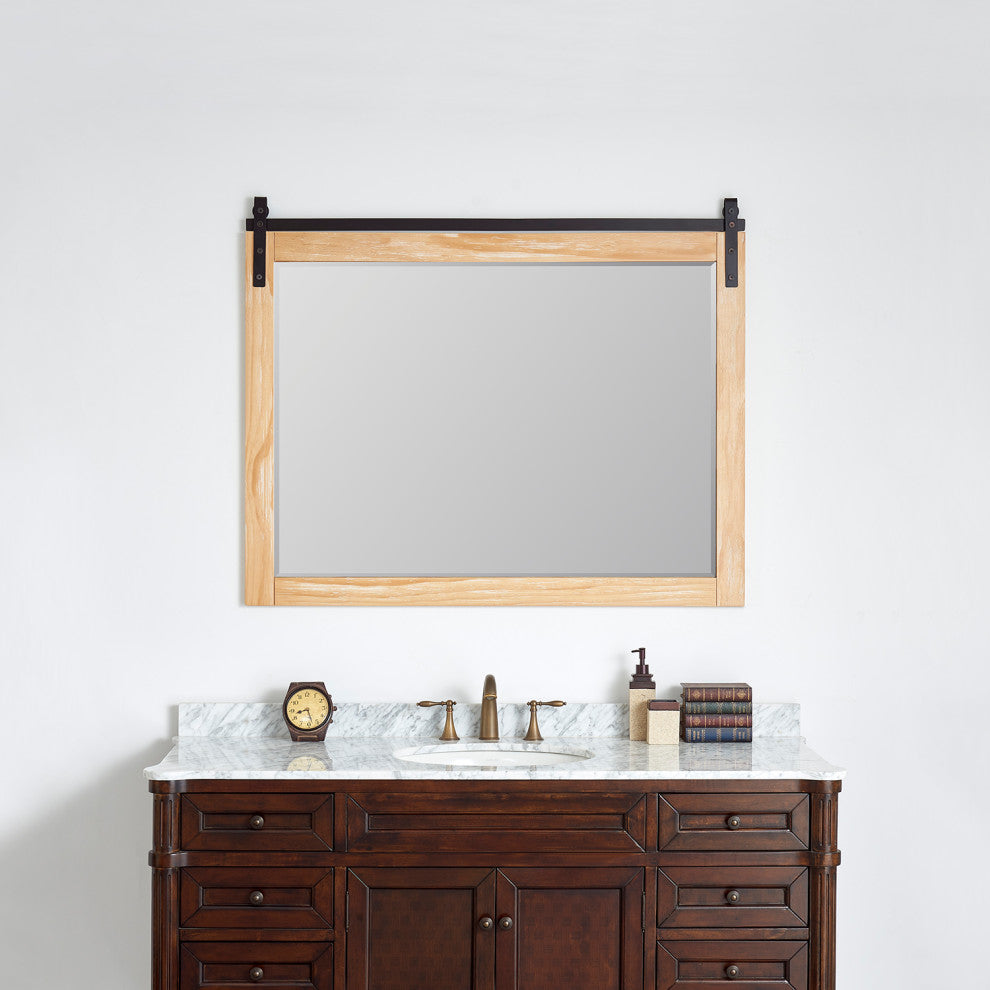 Cortes Rectangular Wall Mount Mirror, Weathered Pine, 48"