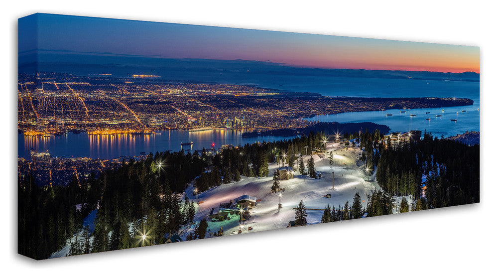 Pierre Leclerc 'Vancouver From Grouse' Canvas Art, 24x10