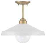 Brooks Matte White 14" Semi-Flush Mount Ceiling Barn Light