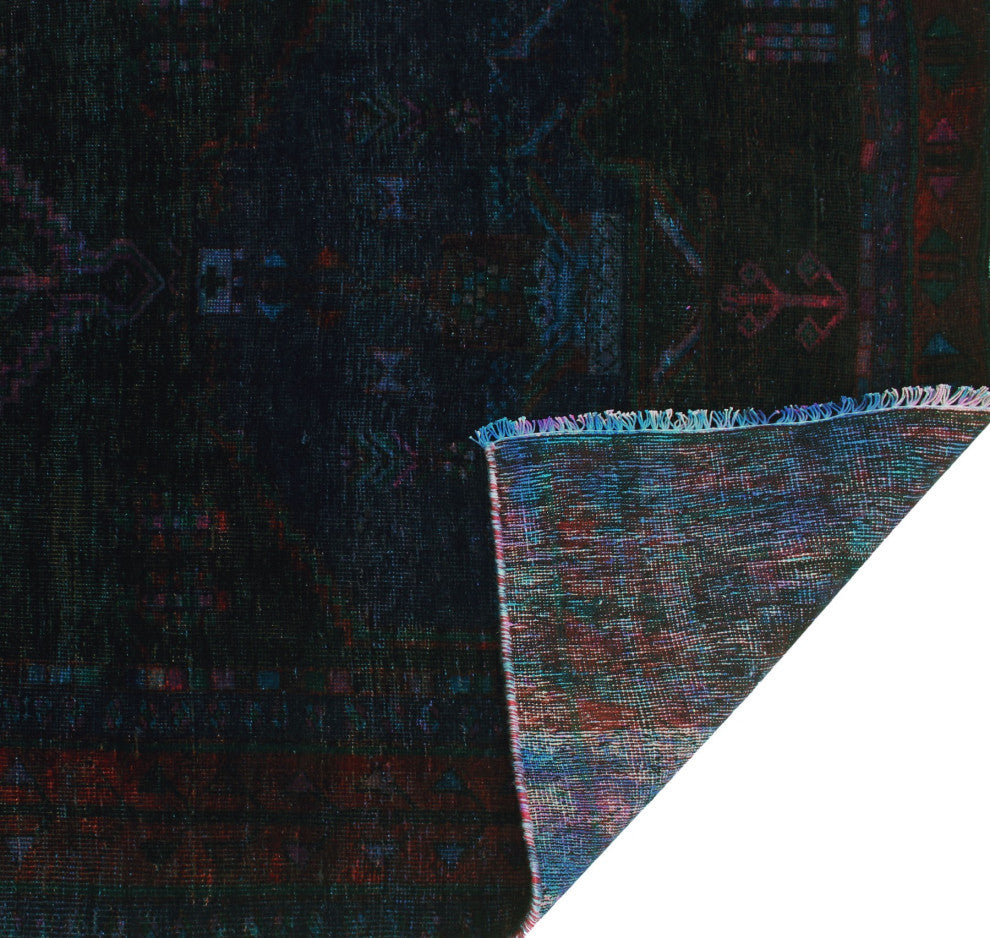 Vintage Distressed Overdyed Abdul Black Runner, 4'8x11'9