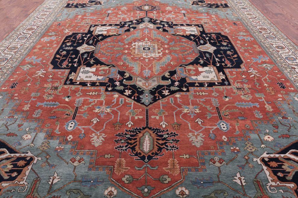 11' 11" X 14' 11" Persian Fine Serapi Handmade Wool Rug - Q14710