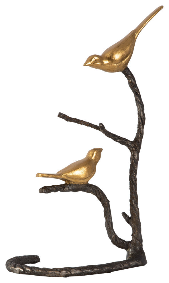 Uttermost Birds On A Limb Coastal Metal Sculpture in Gold Finish