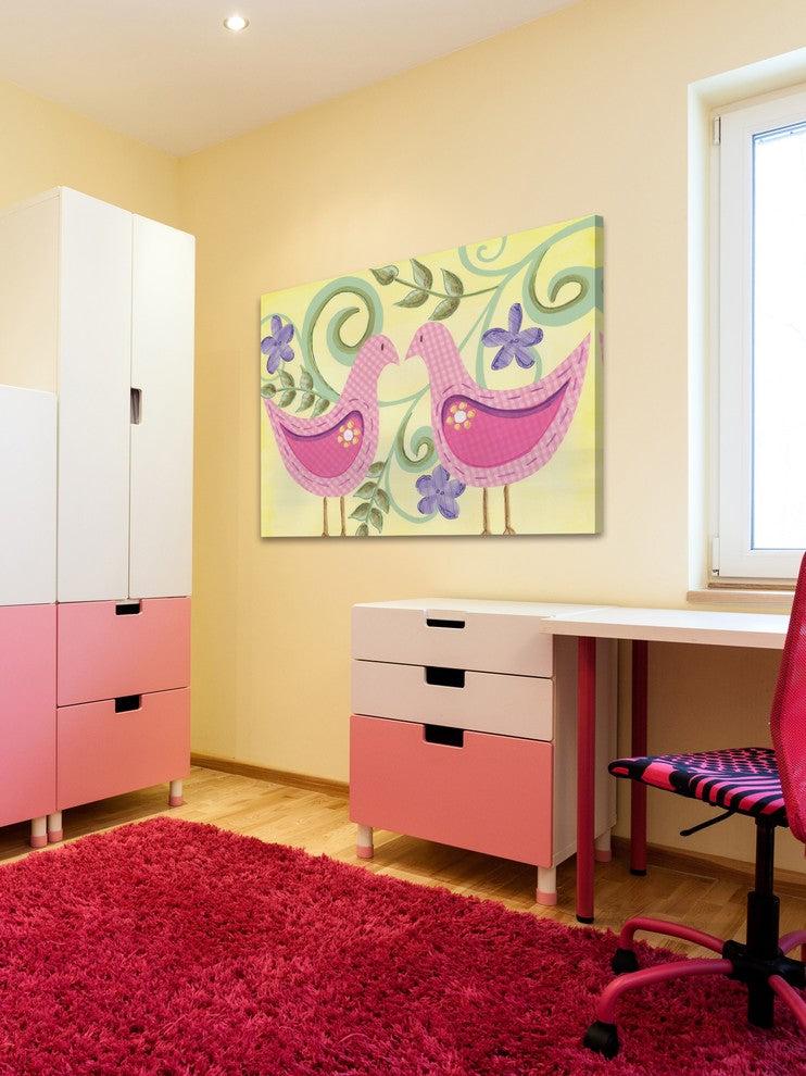 Marmont Hill, "2 Birds" by Reesa Qualia Painting Print on Wrapped Canvas, 45x30