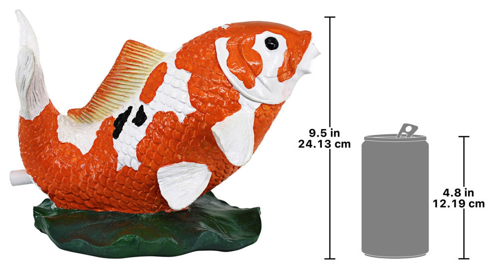 Kohaku Asian Koi Piped Spitter Statue