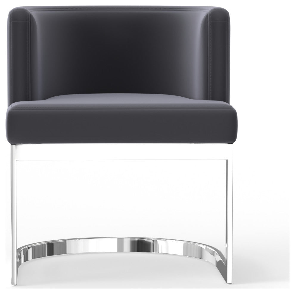 Wingback Dining chair, Gray, Stainless Steel