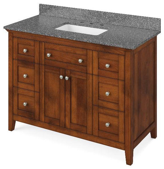 Chatham Traditional 48" Chocolate Single Sink Vanity, Boulder Cultured Marble Va